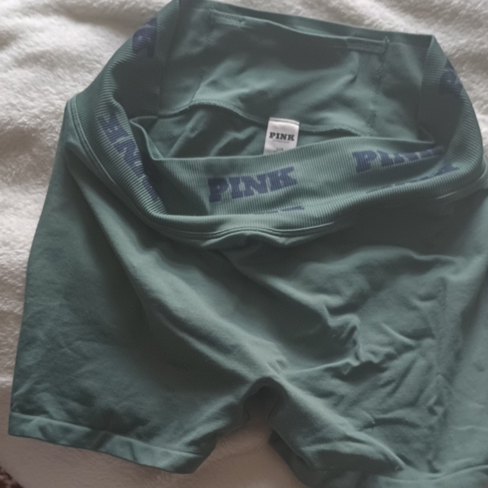 PINK Victoria's Secret Green Biker Shorts